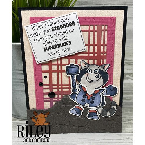 Simon Says Stamp! Riley And Company Funny Bones HARD TIMES MAKE YOU STRONGER Cling Stamp RWD-1043