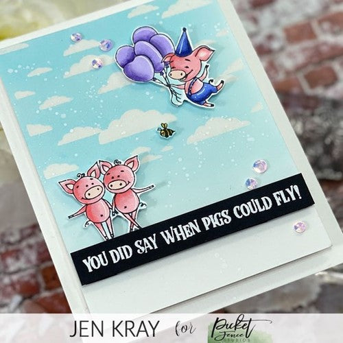 Simon Says Stamp! Picket Fence Studios WHEN BIRTHDAY PIGS FLY Clear Stamps a160*