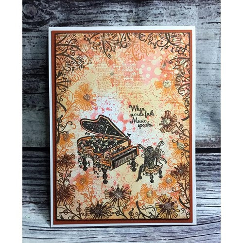 Simon Says Stamp! Fairy Hugs PIANO FLOWERS Clear Stamps FHS-434