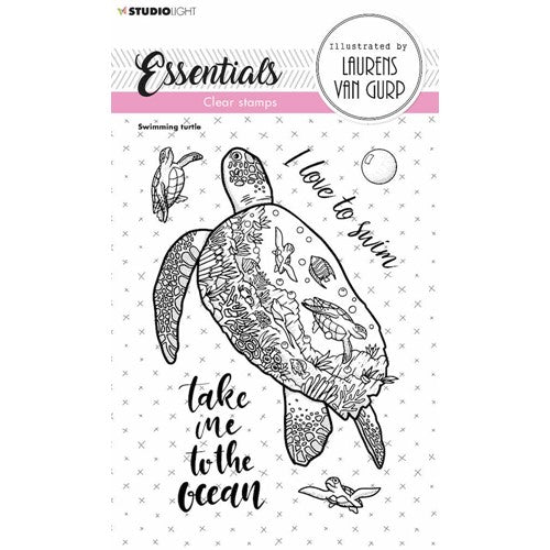 Simon Says Stamp! Studio Light SWIMMING TURTLE Essentials Clear Stamps blesstamp255
