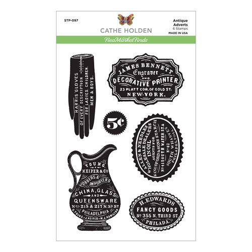 Simon Says Stamp! STP-097 Spellbinders ANTIQUE ADVERTS Clear Stamps