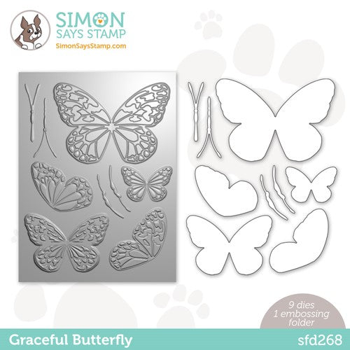 Simon Says Stamp! Simon Says Stamp Embossing Folder And Dies GRACEFUL BUTTERFLY SET sfd268