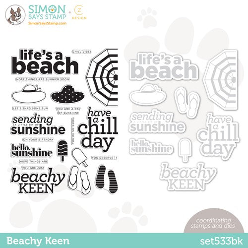 Simon Says Stamp! CZ Design Stamps and Dies BEACHY KEEN set533bk Let's Chill