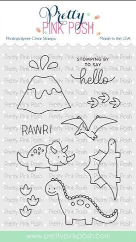 Simon Says Stamp! Pretty Pink Posh DINOSAUR ADDITIONS Clear Stamps