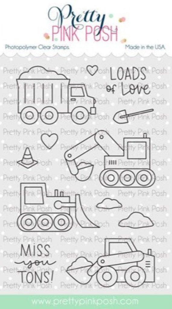 Simon Says Stamp! Pretty Pink Posh CONSTRUCTION TRUCKS Clear Stamps