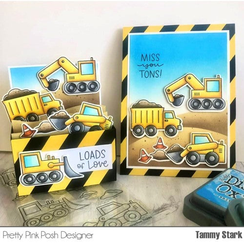 Simon Says Stamp! Pretty Pink Posh CONSTRUCTION TRUCKS Clear Stamps