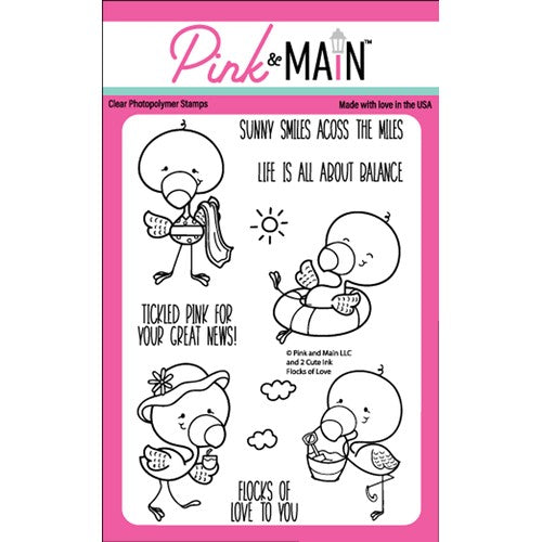 Simon Says Stamp! Pink and Main FLOCKS OF LOVE Clear Stamps PM0545