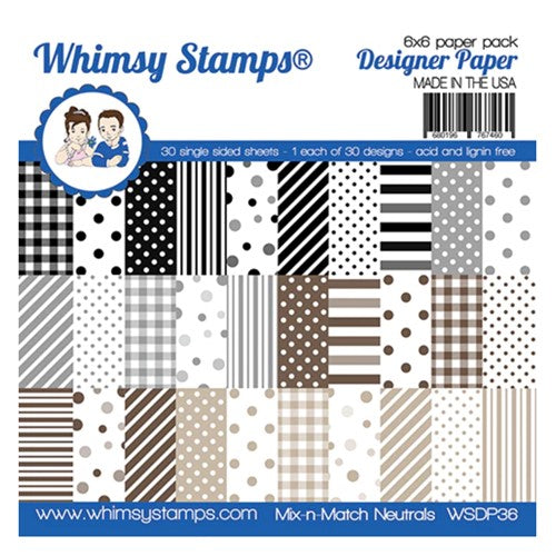 Simon Says Stamp! Whimsy Stamps MIX AND MATCH NEUTRALS 6 x 6 Paper Pad WSDP36