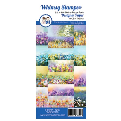 Simon Says Stamp! Whimsy Stamps FLOWER PUFFS Slimline 8.5 x 3.5 inch Paper Pad WSDPS19