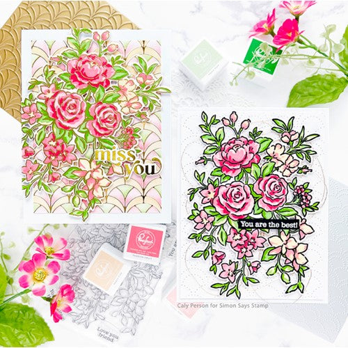 Simon Says Stamp! PinkFresh Studio FANCY ROSE BUNCH Stencil Set 160322 | color-code:ALT091