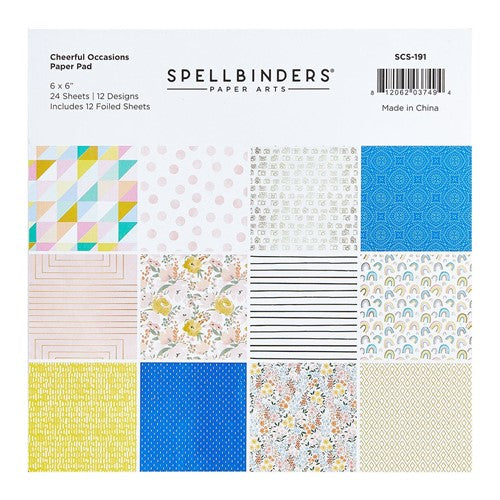 Simon Says Stamp! SCS-191 Spellbinders CHEERFUL OCCASIONS 6 x 6 Inch Paper Pad