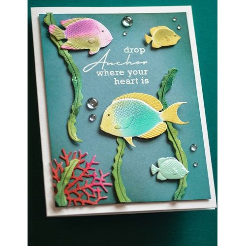 Simon Says Stamp! Memory Box OCEAN FISH 3D Embossing Folder and Dies ef1031