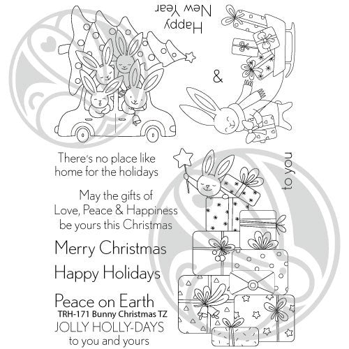 Simon Says Stamp! The Rabbit Hole Designs BUNNY CHRISTMAS Clear Stamps TRH-171