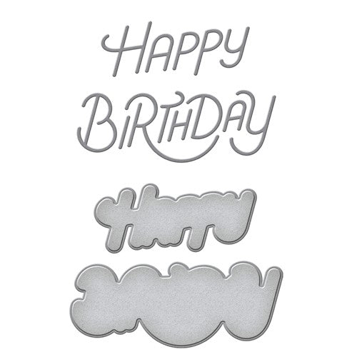 Simon Says Stamp! S2-342 Spellbinders STYLIZED HAPPY BIRTHDAY Etched Dies
