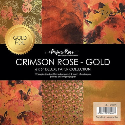 Simon Says Stamp! Paper Rose CRIMSON ROSE 6x6 Gold Foil Paper Pack 26623