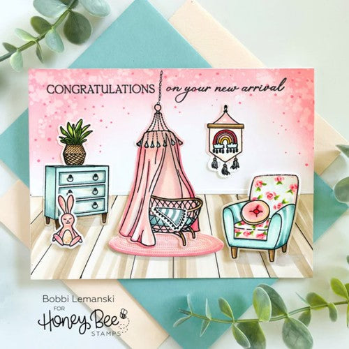 Simon Says Stamp! Honey Bee INSIDE WELCOME BABY SENTIMENTS Clear Stamp Set hbst-441