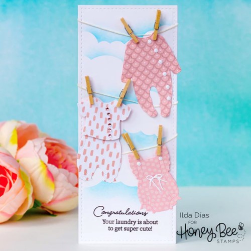Simon Says Stamp! Honey Bee INSIDE WELCOME BABY SENTIMENTS Clear Stamp Set hbst-441