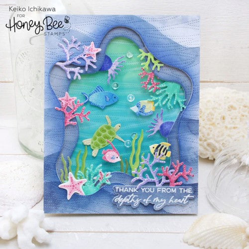 Simon Says Stamp! Honey Bee LAYERED WAVES Stencil Set hbsl-106