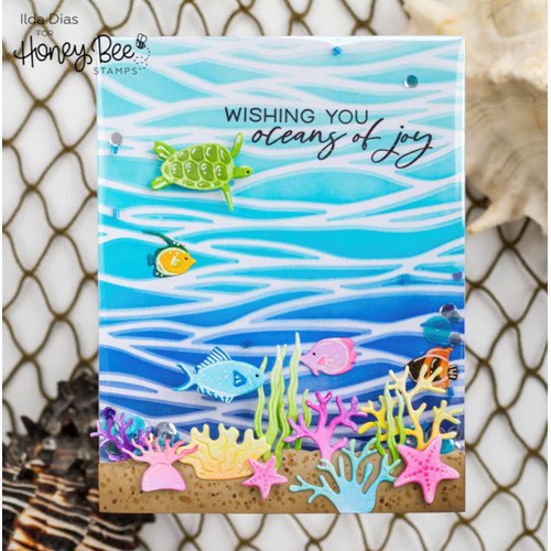 Simon Says Stamp! Honey Bee LAYERED WAVES Stencil Set hbsl-106