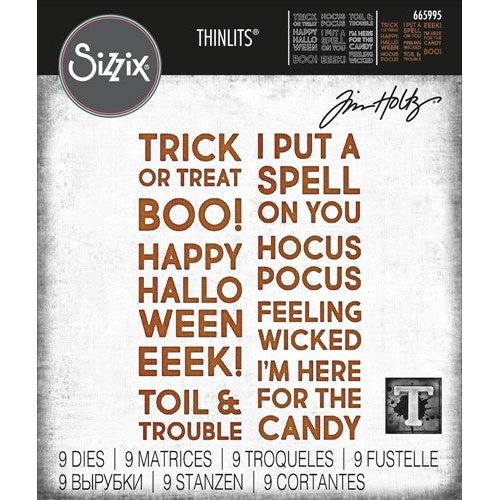Simon Says Stamp! Tim Holtz Sizzix BOLD TEXT HALLOWEEN Thinlits Dies 665995
