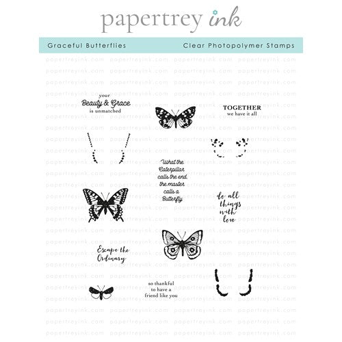 Simon Says Stamp! Papertrey Ink GRACEFUL BUTTERFLIES Clear Stamps 1410