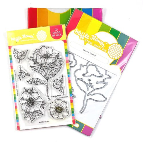 Simon Says Stamp! Waffle Flower PEONY Clear Stamp and Die Combo WFC1093