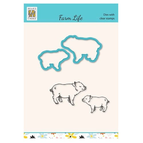 Simon Says Stamp! Nellie's Choice PIGS Farm Life Stamp and Die Set hdcs035