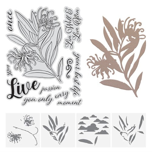 Simon Says Stamp! Couture Creations GREVILLIA BLOOMS Stamp, Die, and Stencil Set co728724