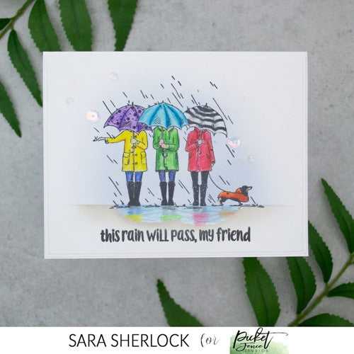 Simon Says Stamp! Picket Fence Studios THIS RAIN WILL PASS Clear Stamps bb187
