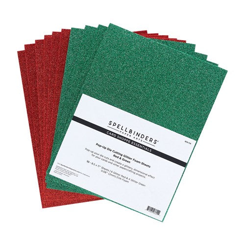 Simon Says Stamp! SCS-174 Spellbinders RED AND GREEN Pop Up Die Cutting Glitter Foam Sheets