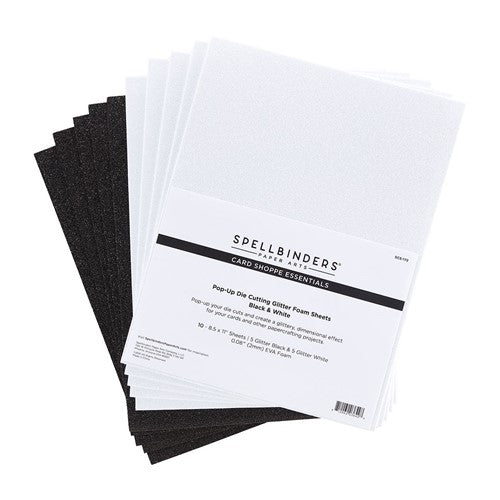 Simon Says Stamp! SCS-172 Spellbinders BLACK AND WHITE Pop Up Die Cutting Glitter Foam Sheets