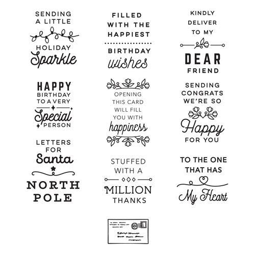 Simon Says Stamp! STP-144 Spellbinders PARCEL AND POST SENTIMENTS Clear Stamps