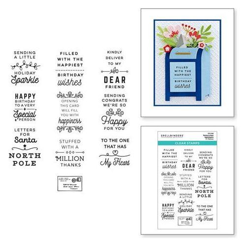 Simon Says Stamp! STP-144 Spellbinders PARCEL AND POST SENTIMENTS Clear Stamps