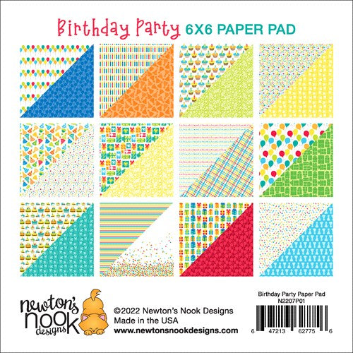 Simon Says Stamp! Newton's Nook Designs BIRTHDAY PARTY 6 x 6 inch Paper Pad NN2207P01