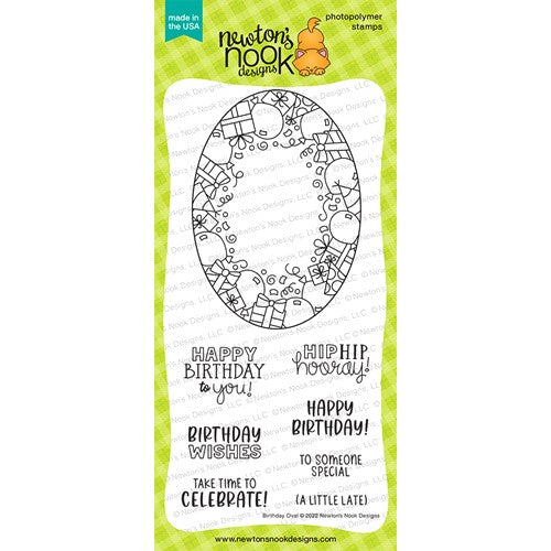 Simon Says Stamp! Newton's Nook BIRTHDAY OVAL Clear Stamps NN2207S03