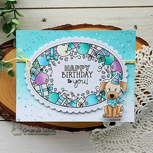 Simon Says Stamp! Newton's Nook BIRTHDAY OVAL Clear Stamps NN2207S03