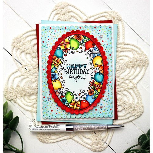 Simon Says Stamp! Newton's Nook BIRTHDAY OVAL Clear Stamps NN2207S03