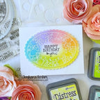 Simon Says Stamp! Newton's Nook BIRTHDAY OVAL Clear Stamps NN2207S03