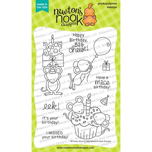 Simon Says Stamp! Newton's Nook Designs BIRTHDAY MICE Clear Stamps NN2207S02