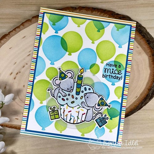 Simon Says Stamp! Newton's Nook Designs BIRTHDAY MICE Clear Stamps NN2207S02