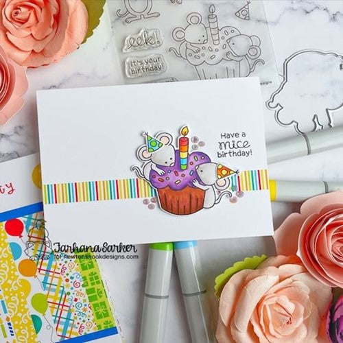 Simon Says Stamp! Newton's Nook Designs BIRTHDAY MICE Clear Stamps NN2207S02