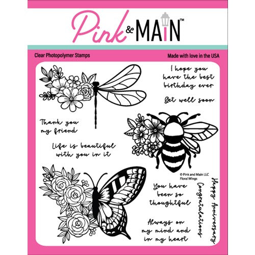 Simon Says Stamp! Pink and Main FLORAL WINGS Clear Stamps PM0552