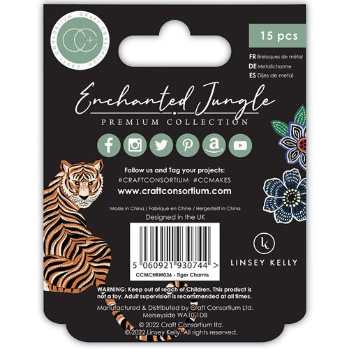 Simon Says Stamp! Craft Consortium ENCHANTED JUNGLE TIGER Metal Charms CCMCHRM036