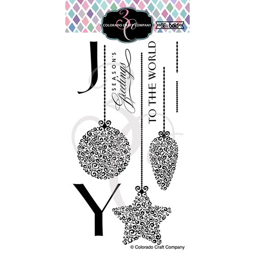 Simon Says Stamp! Colorado Craft Company Big and Bold JOY ORNAMENTS Clear Stamps BB690