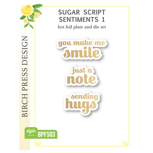 Simon Says Stamp! Birch Press Design SUGAR SCRIPT SENTIMENTS Hot Foil Plate and Die Set bpf503
