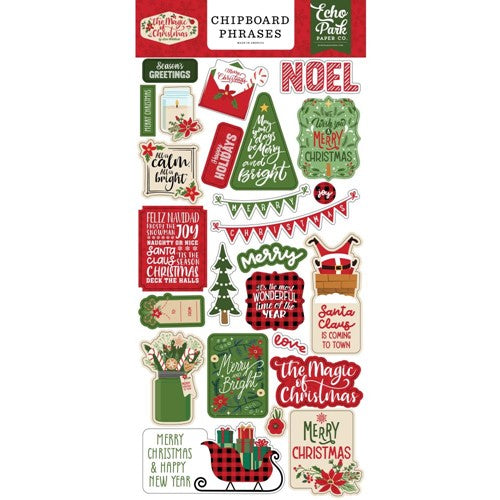 Simon Says Stamp! Echo Park THE MAGIC OF CHRISTMAS Chipboard Phrases moc286022