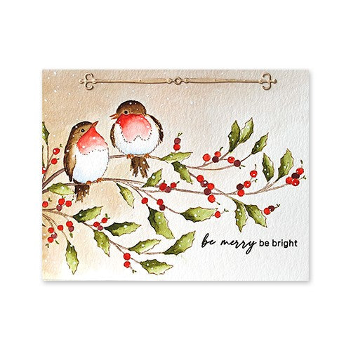 Simon Says Stamp! Penny Black Cling Stamp HOLLY BERRY BIRD 40-856