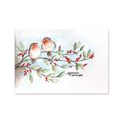 Simon Says Stamp! Penny Black Cling Stamp HOLLY BERRY BIRD 40-856