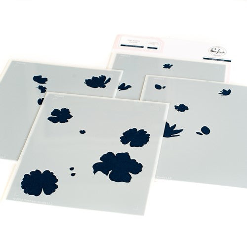 Simon Says Stamp! PinkFresh Studio INKY FLORAL BACKGROUND Stencil Set 161622