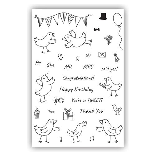 Simon Says Stamp! Julie Hickey Designs TWEET CELEBRATIONS Clear Stamps DS-CC-1016